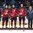 SPISSKA NOVA VES, SLOVAKIA - APRIL 20: Canada's Jett Woo #8, Stylianos Mattheos #12 and Mackenzie Entwistle #26 were named the Top Three Players for their team following a 7-3 quarterfinal round loss to Sweden at the 2017 IIHF Ice Hockey U18 World Championship. (Photo by Steve Kingsman/HHOF-IIHF Images)

